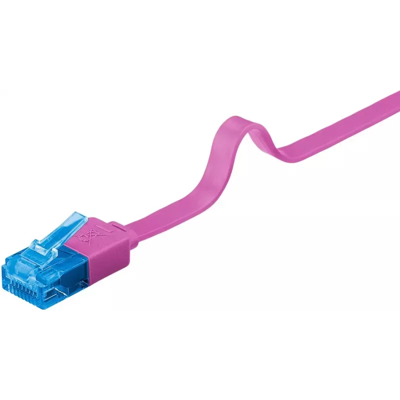 Plochý patch kábel Goobay CAT 6A U/UTP magenta 2m