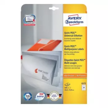 Samolepiace etikety Avery Zweckform 6172 — obdĺžnikové, permanentné, biele, 600 ks