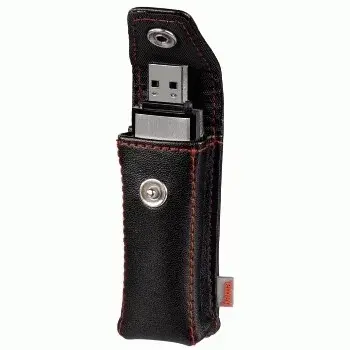 Hama USB-Stick-Etui „Fashion“, čierny, puzdro na USB kľúč, umelá koža, čierna, červená