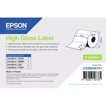 Epson High Gloss Label – vysekávaná rolka: 76 mm x 127 mm, 960 etikiet