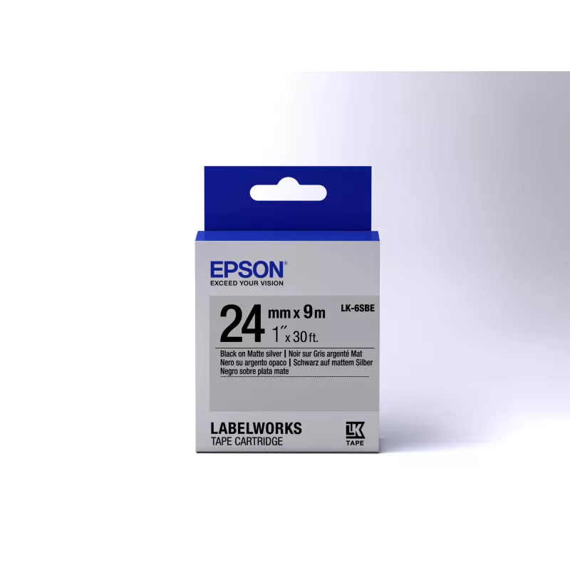 Epson kazeta etikiet Matt LK-6SBE čierna/matná strieborná 24 mm (9 m)