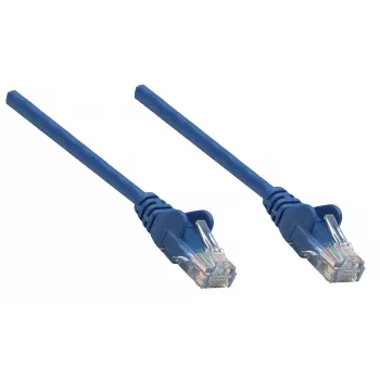 Intellinet sieťový patch kábel, Cat5e, 0,25 m, modrý, CCA, U/UTP, PVC, RJ45, pozlátené kontakty, bez zaistenia, ochrana proti zlomeniu, doživotná záruka