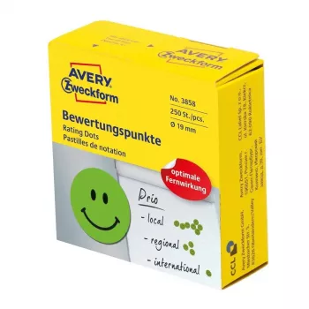 Samolepiace okrúhle etikety Avery Zweckform 3858, zelená, permanentné lepidlo, 1,9 cm Ø, 250 ks