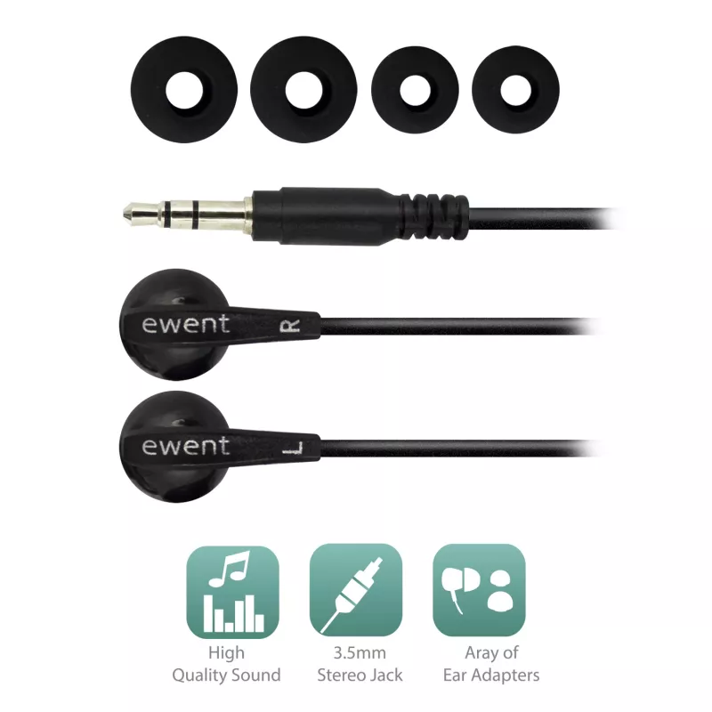Ewent EW3584 Slúchadlá/headset káblové do uší hudba čierna