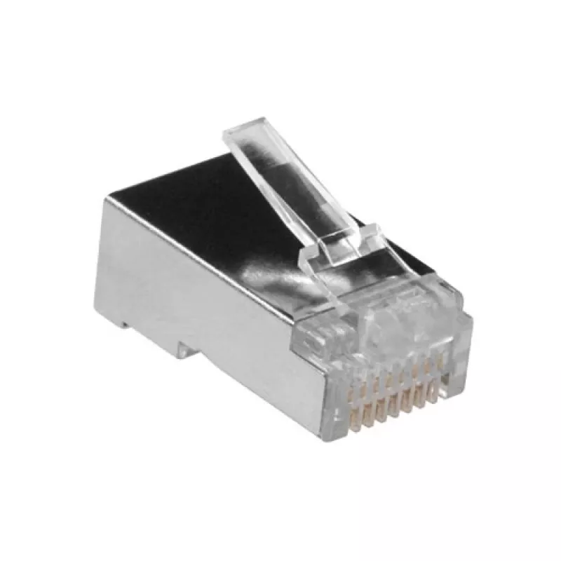 ACT RJ45 (8P/8C) tienený modulárny konektor samec pre okrúhly kábel s plnými vodičmi