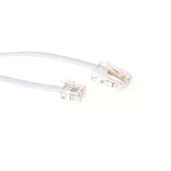 ACT biely 2 metrový plochý telefónny kábel s konektormi RJ11 a RJ45