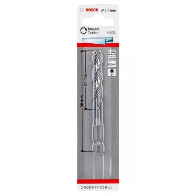 Bosch 2608577058 Špirálový vrták do kovu 6 mm, celková dĺžka 98 mm