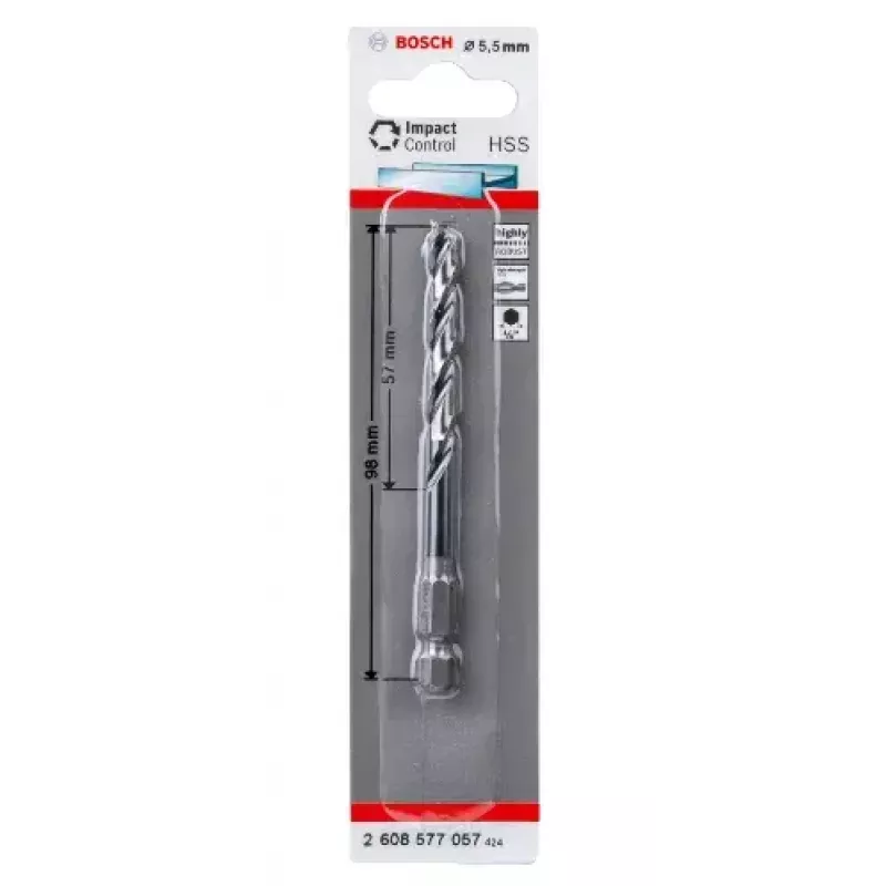 Bosch 2608577057 Špirálový vrták do kovu 5,5 mm, celková dĺžka 98 mm