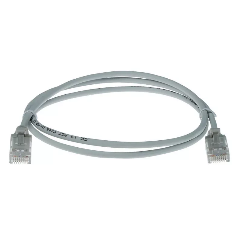 ACT sivý 10 metrov LSZH U/UTP CAT6 Data-Center-Slimline patch kábel s odľahčením a RJ45 konektormi
