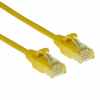 ACT žltý 10 metrov LSZH U/UTP CAT6 datacentrum Slimline patch kábel bez zaistenia s RJ45 konektormi
