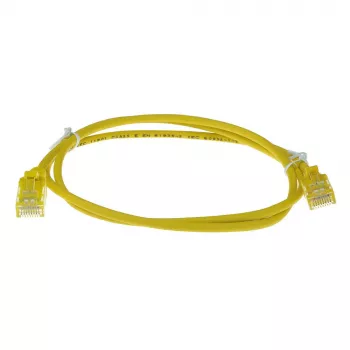 ACT žltý 10 metrov LSZH U/UTP CAT6 datacentrum Slimline patch kábel bez zaistenia s RJ45 konektormi