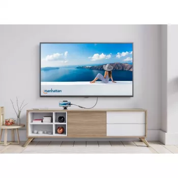 Manhattan USB-C dok/hub, porty (x3): HDMI, USB-A a USB-C, s Power Delivery (100W) na USB-C port (poznámka: vyžaduje sa dodatočný USB-C napájací zdroj a USB-C kábel), univerzálny pre všetky zariadenia, kábel 10 cm, čierny, trojročná záruka