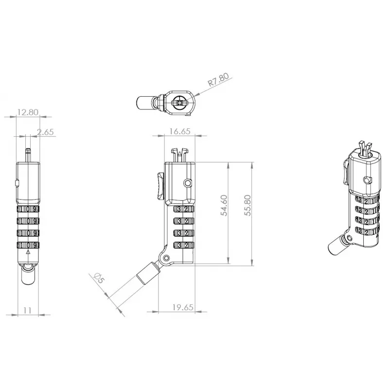 eSTUFF GLB220302 káblový zámok čierny 1,8 m