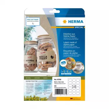 Samolepiaca etiketa HERMA 10763 permanentná hnedá 360 kusov elipsa 63,5x42,3 mm