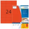 Etikety HERMA farebné A4 70x37 mm červená papier matný 2400 ks