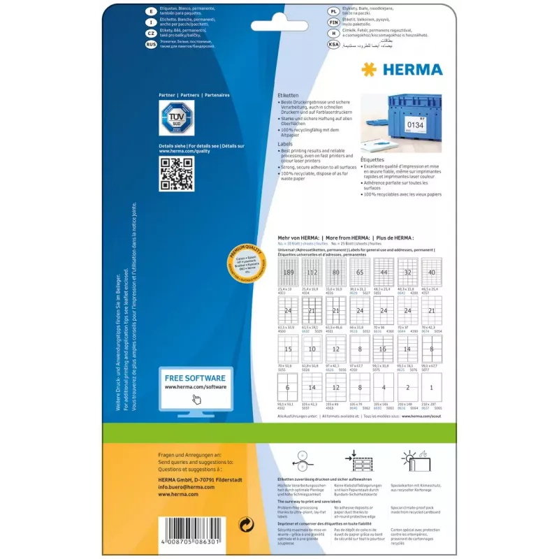 Samolepiaca tlačová etiketa HERMA 8630 A4 105x148 mm
