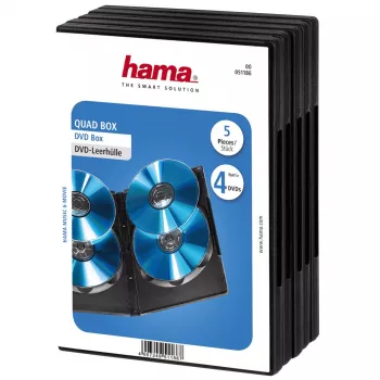 Hama DVD Quad Box, čierny, balenie 5 ks, 4 disky