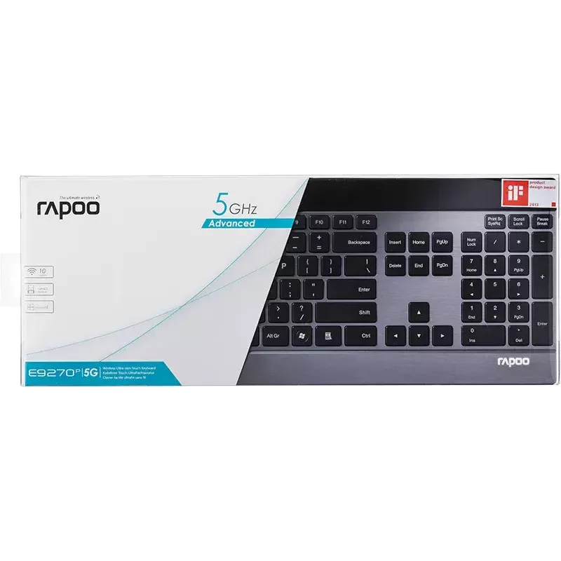 Klávesnica Rapoo E9270P RF Wireless QWERTZ nemecká čierna strieborná