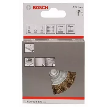 Bosch 2 608 622 130 kotúčová kefa, vlnitý mosadzou pokovený drôt, 80 mm, stopka 6 mm