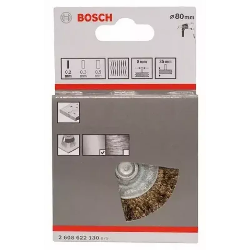 Bosch 2 608 622 130 kotúčová kefa, vlnitý mosadzou pokovený drôt, 80 mm, stopka 6 mm