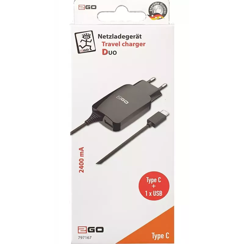 Interiérová nabíjačka 2GO 797167 univerzálna čierna AC 5V 1,4m kábel