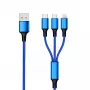 USB kábel 2GO 797151 1,5 m USB-B USB-C/Micro-USB-B/Lightning čierny modrý