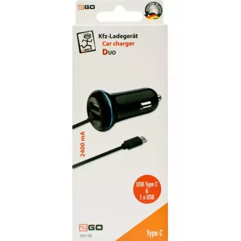 Mobilná nabíjačka 2GO 797170 univerzálna čierna zapaľovač auta 12/24V USB 1,4m