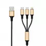 USB kábel 2GO 797152 3m USB B USB C/Micro-USB B/Lightning čierny zlatý