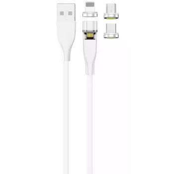 USB kábel 2GO 797317 1m USB B USB C/Micro-USB B/Lightning biela