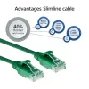 ACT zelený 0,15 m LSZH U/UTP CAT6 slimline patch kábel do datacentra s RJ45 konektormi bez aretácie