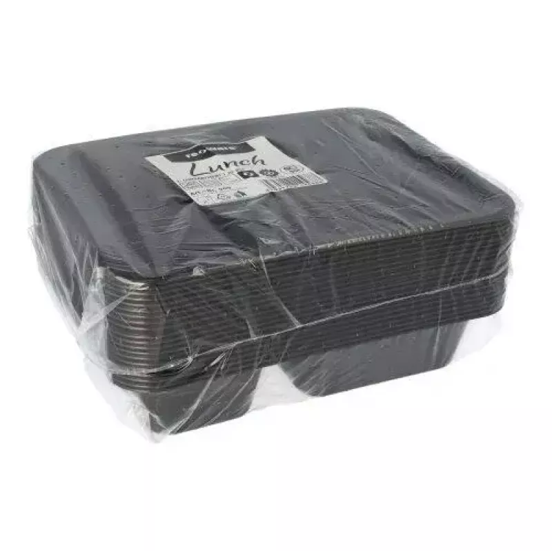 Jednorazová nádoba na potraviny Papstar 96553 polypropylén čierna 227x178x45mm
