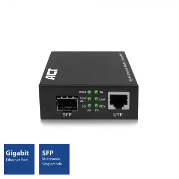 Sieťový mediakonvertor ACT AC4451 1000 Mbit/s multimode singlemode čierna