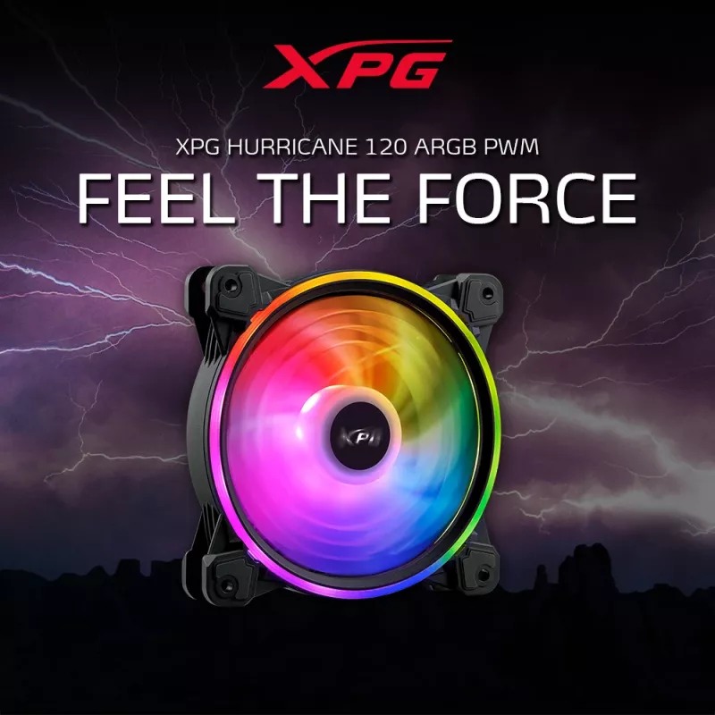 XPG HURRICANE 120 ARGB PWM čierny, ventilátor, 12 cm, 600 RPM, 2000 RPM, čierna