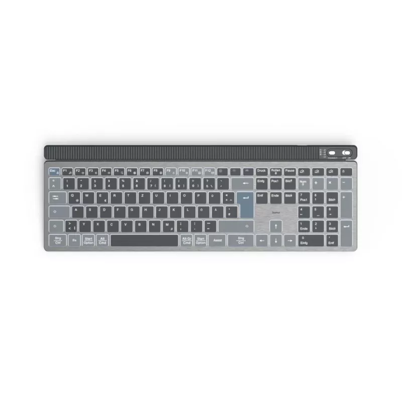 Klávesnica pre viac zariadení Hama WK-750, bezdrôtová, podsvietená, QWERTZ nemecká, čierna