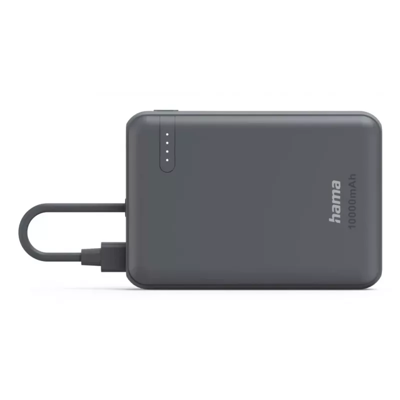 Hama „Travel“ power banka s káblom, 10 000 mAh, 2 výstupy: 2x USB-C, antracitová