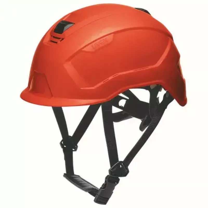 Bezpečnostná ochrana hlavy UVEX 9731333 — HDPE plast, červená, nastaviteľná 51–65 cm