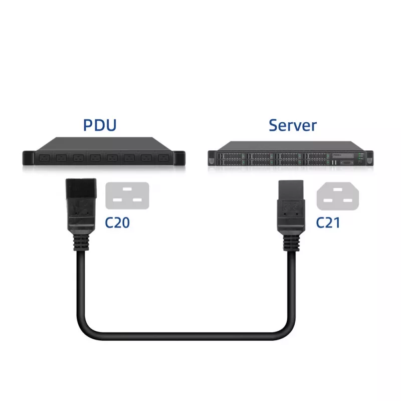 Napájací kábel ACT C20–C21 IEC60320 čierny 1 m, 250 V 16 A
