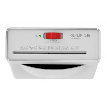 Skartovačka Olympia PS 36 Pro — pásikový rez, 8 l záchytná nádoba, 72 dB, biela