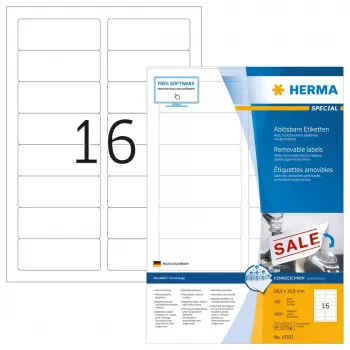 Odnímateľné etikety HERMA 10303 A4 88,9x33,8 mm biele