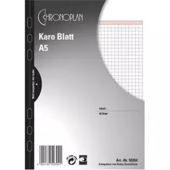 Avery Zweckform Chronoplan 50304 kockované vkladacie listy pre A5 plánovač, 50 listov, 80 g/m²