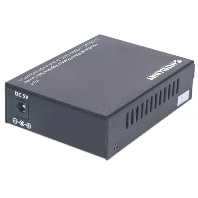 Intellinet 510547 obojsmerný konvertor médií Fast Ethernet WDM, 10/100Base-TX na 100Base-FX (SC) jednovidový, 20 km (12,4 mi), Rx1550/Tx1310 nm