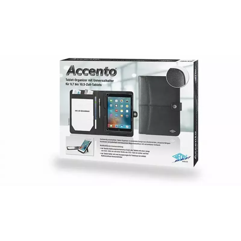WEDO 58 6901 Accento organizér na tablet, A5, umelá koža, pre tablety 9,7–10,5 palca, čierny
