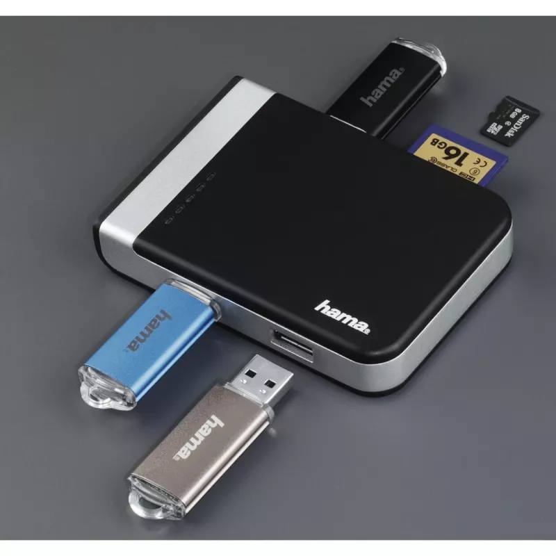 Hama 00054546 čítačka kariet USB 3.2 Gen 1 (3.1 Gen 1) Type-A/Type-C čierna, strieborná