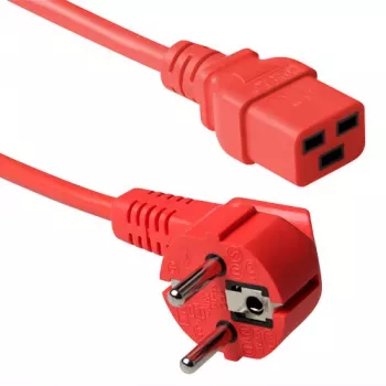 ACT napájací kábel CEE 7/7 konektor samec (zahnutý) - C19 červený 3 m
