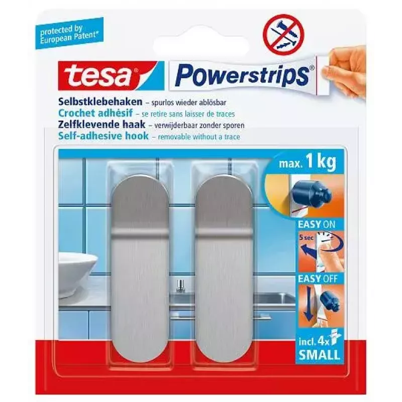 Vešiak na uteráky TESA 57045-00000 Metallic Indoor 2 ks