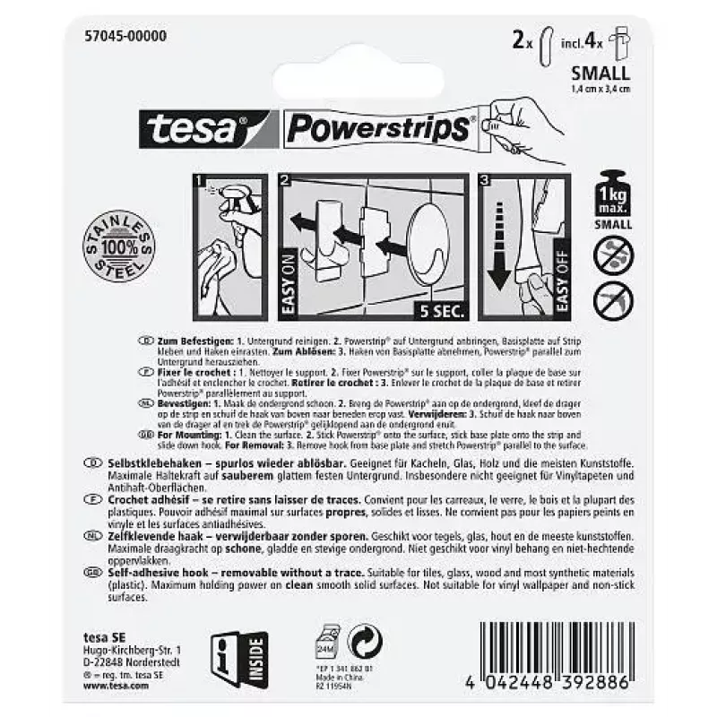 Vešiak na uteráky TESA 57045-00000 Metallic Indoor 2 ks