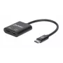 Manhattan USB-C na USB-C audio adaptér a USB-C (vrátane Power Delivery), čierny, 480 Mbit/s (USB 2.0), kábel 11cm, s Power Delivery na USB-C port (60W), tri roky záruka