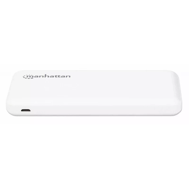 Manhattan powerbanka, 10000 mAh, výstup: 2x USB-A (2,1 A & 1 A), vstup: USB-C & Micro-USB (oba 2 A), biela, jeden rok záruka