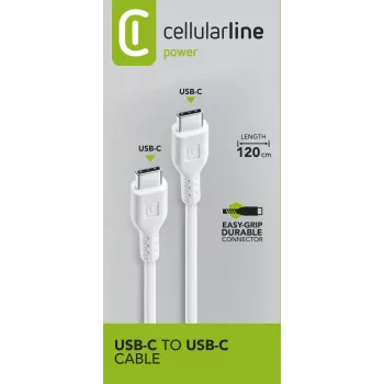 Cellularline Power kábel 120 cm – USB-C na USB-C, kábel na nabíjanie a prenos dát