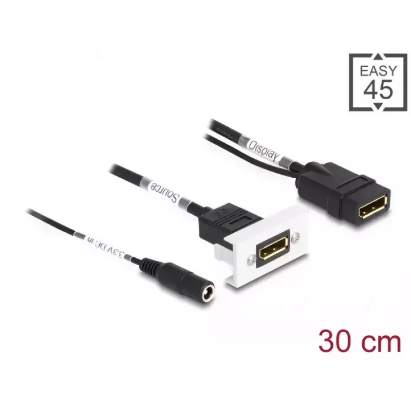 DeLOCK Easy 45 DisplayPort 4K 60 Hz modul s DC napájaním 2,1 x 5,5 mm